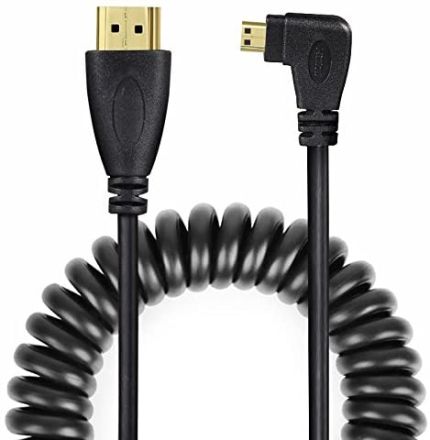 UCEC Left-Angled Micro HDMI to HDMI Male Cable Stretched Length for Cameras