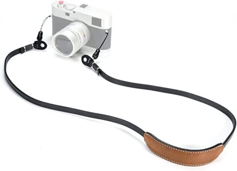 CANPIS Leather Camera Neck Shoulder Strap with Pad (BLACK)