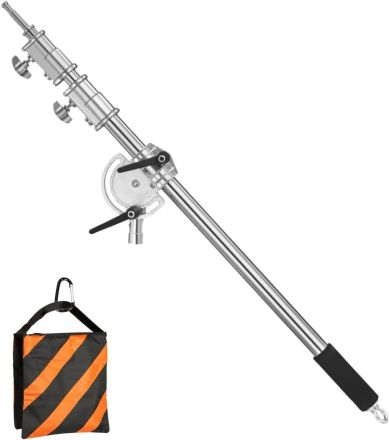 Stainless Steel Extension Boom Arm for Light Stand and C Stand, 3.6ft to 8.2ft Adjustable
