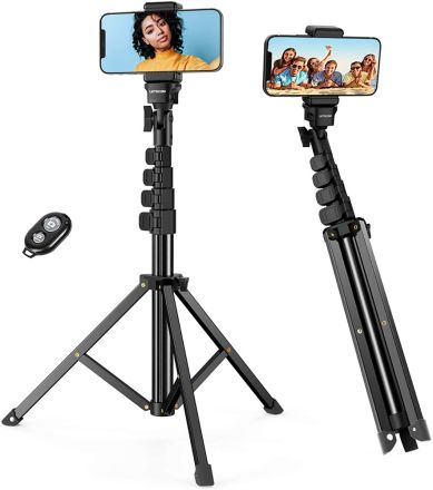 LETSCOM 65-inch Extendable Selfie Stick Tripod Stand with Phone Holder