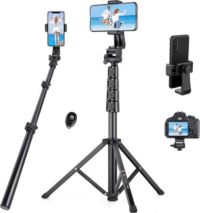 Selfie Stick Tripod with Remote, Portable Cell Phone Tripod Stand with Phone Holder
