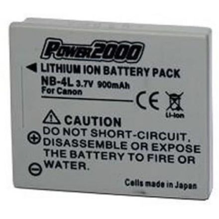 Power2000 NB-4L Replacement 3.7volt 900mAh Lithium-Ion Battery for Canon PowerShot Digital Elph Cameras
