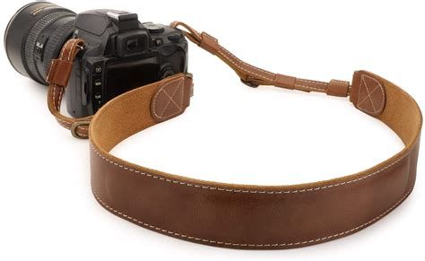 MegaGear Sierra Series Genuine Leather Camera Shoulder or Neck Strap - Brown Compact
