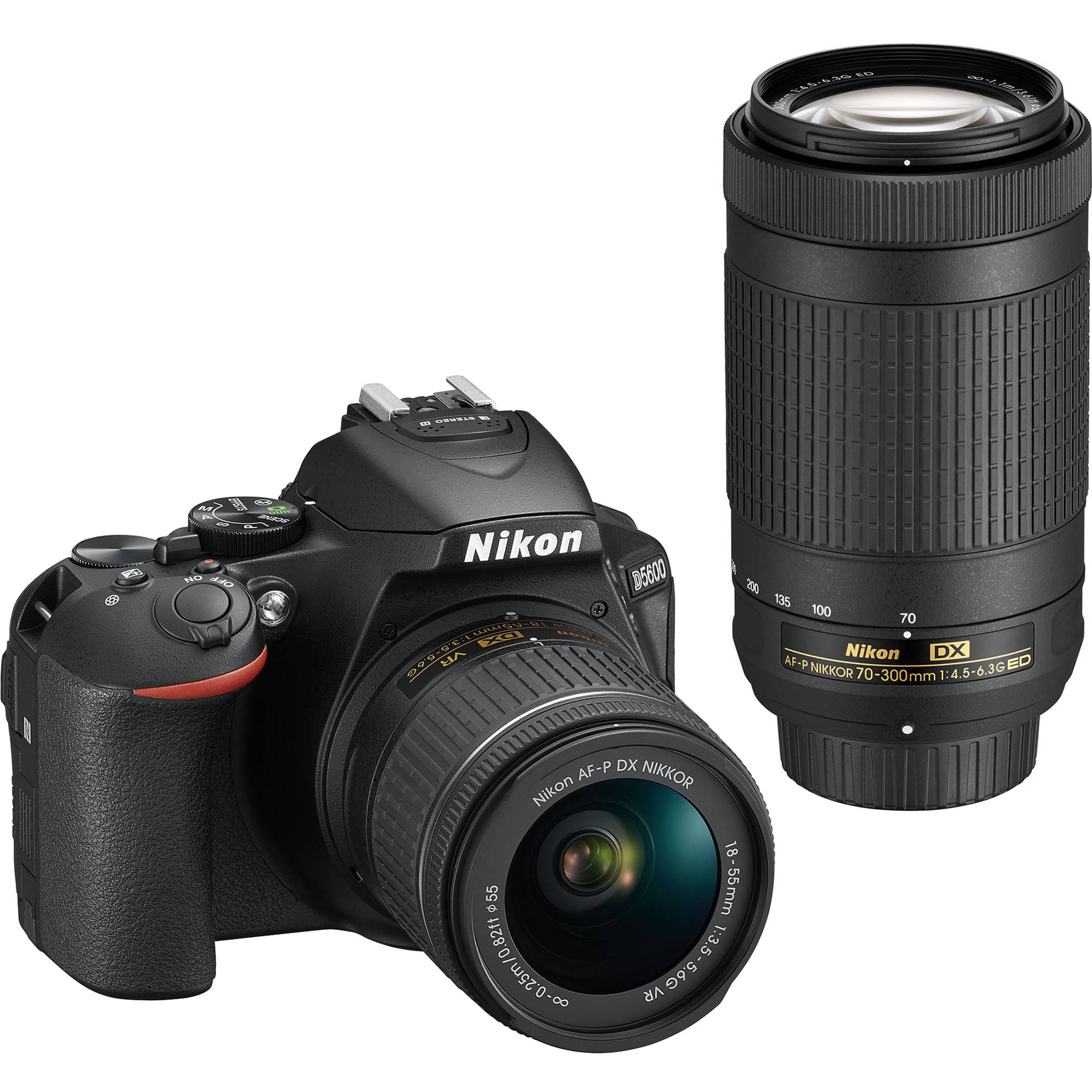 Nikon D5600 w/ AF-P 18-55mm 3.5-5.6G VR, and AF-P 70-300mm 4.5-6.3